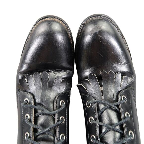 Justin Boots Women 6.5 Diamond J Lace Western Leather Black Classic Kiltie Retro - Picture 9 of 16